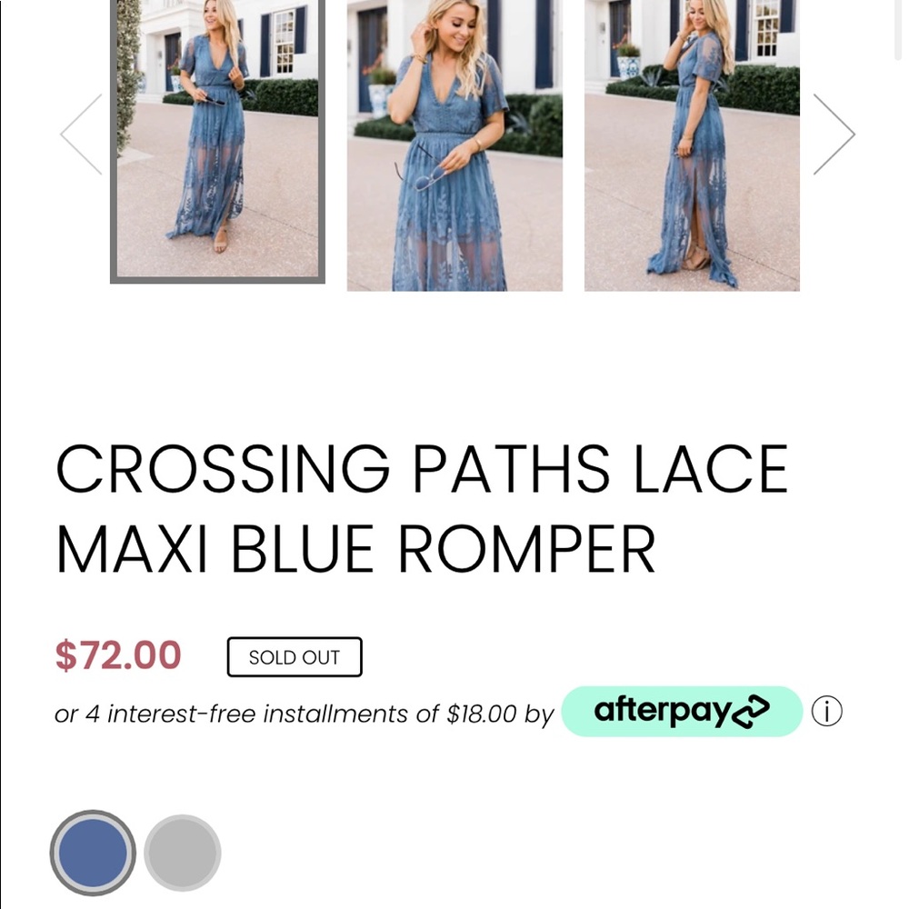 Blue lace romper pink lily